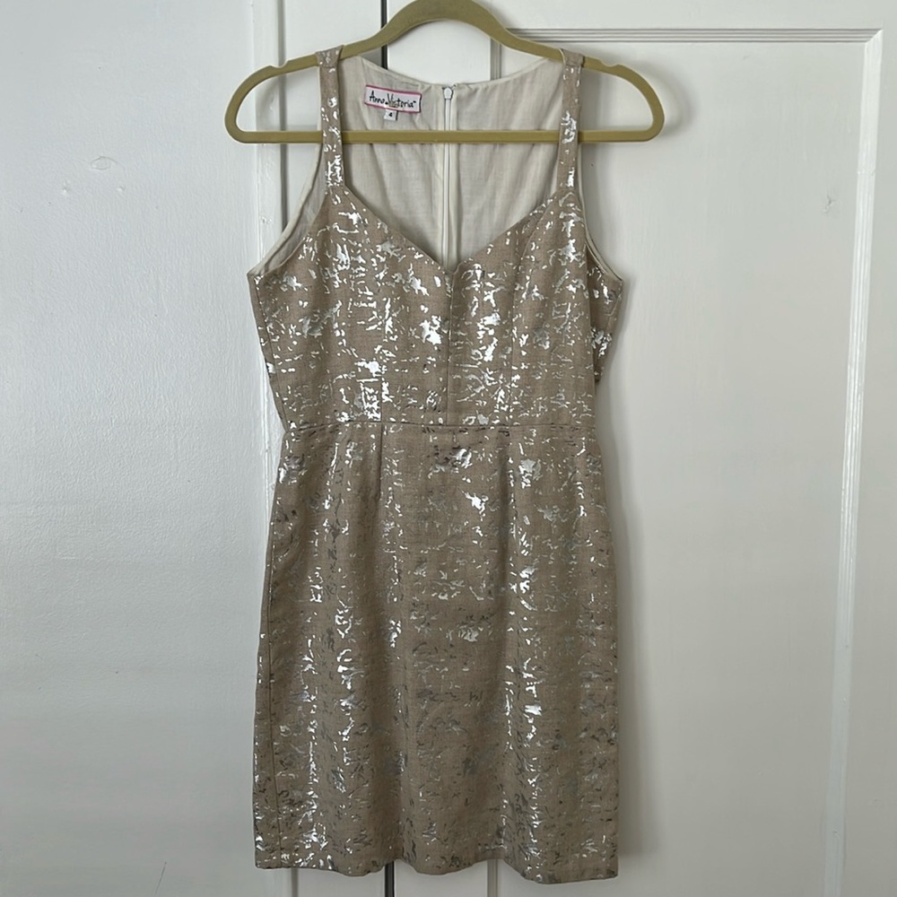 Anna Victoria linen and silver speckled sheath dress